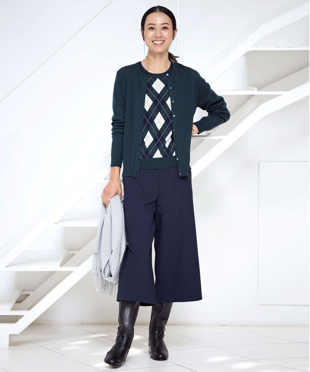 J.PRESS LADIES 【WEB限定カラーあり・洗える】アーガイルツイン ニット ダークグリーン系