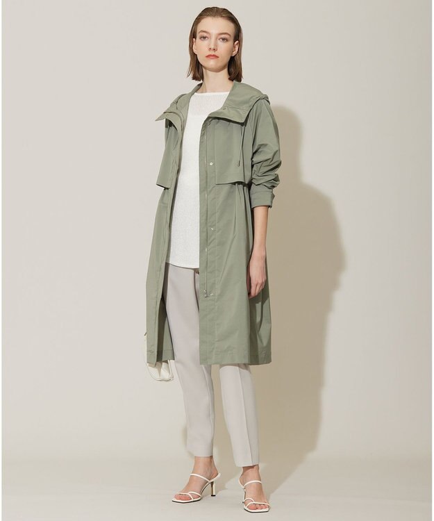 ICB 【撥水加工】 メモリーストレッチタフタ フーデットコート モスグリーン系