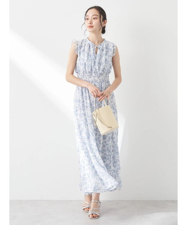 earth music&ecology ノースリ花柄ワンピース Blue