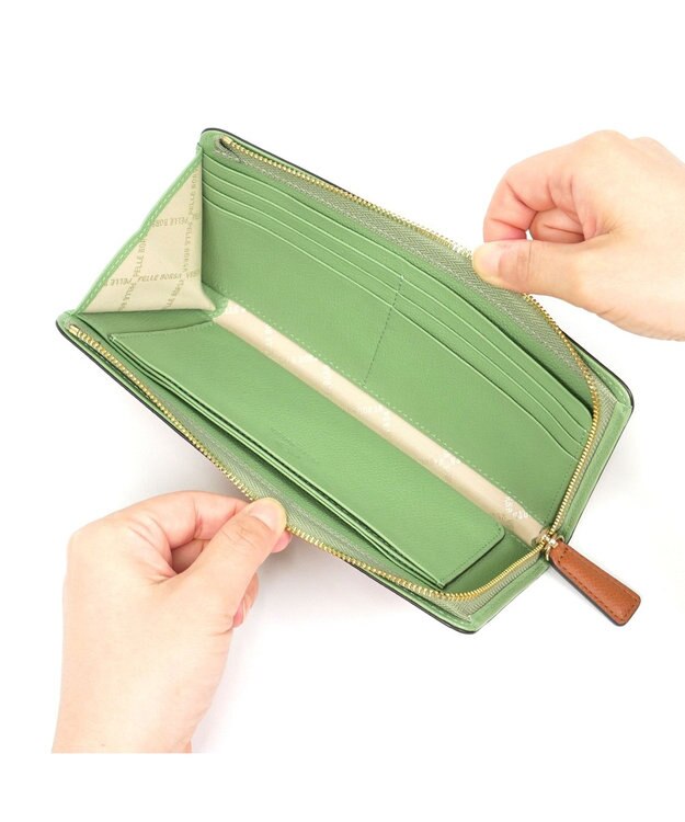 PELLE BORSA L字ファスナー長財布 French Calf Goods 3301 キャメル