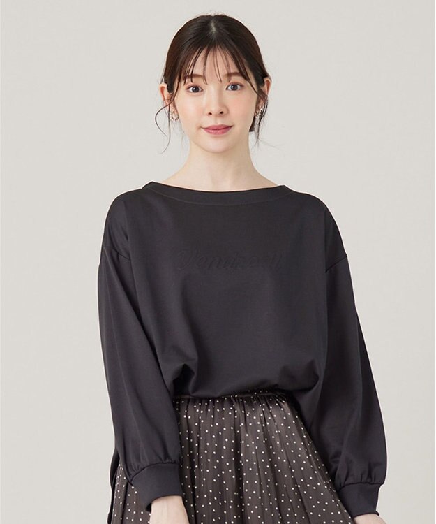 ANY SIS S 【洗える】ミニ裏毛エンボスロゴ カットソー スレート