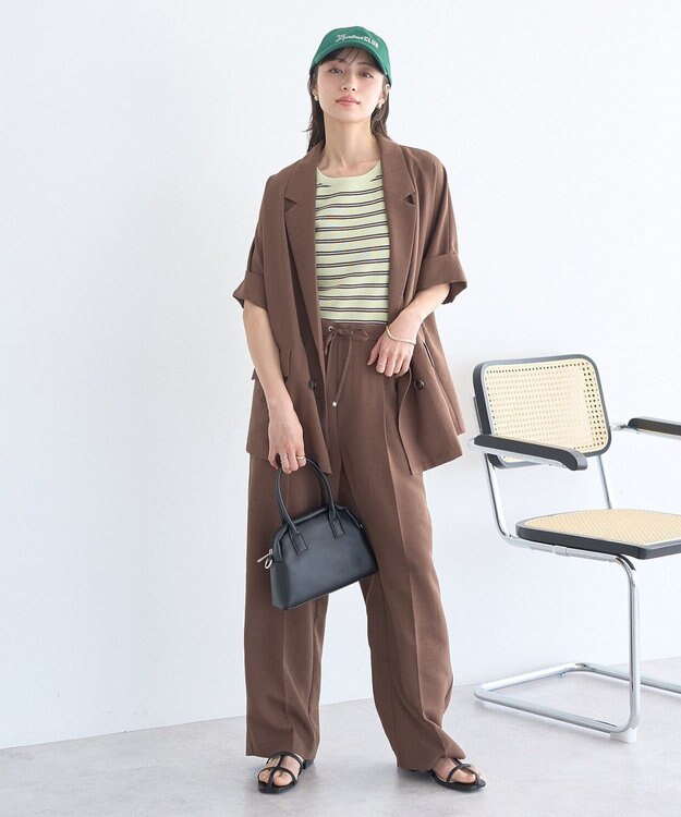 earth music&ecology 【セットアップ対応】リネンライクリラックスパンツ Brown