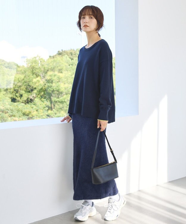 AMERICAN HOLIC シャギーニットナロースカート Navy