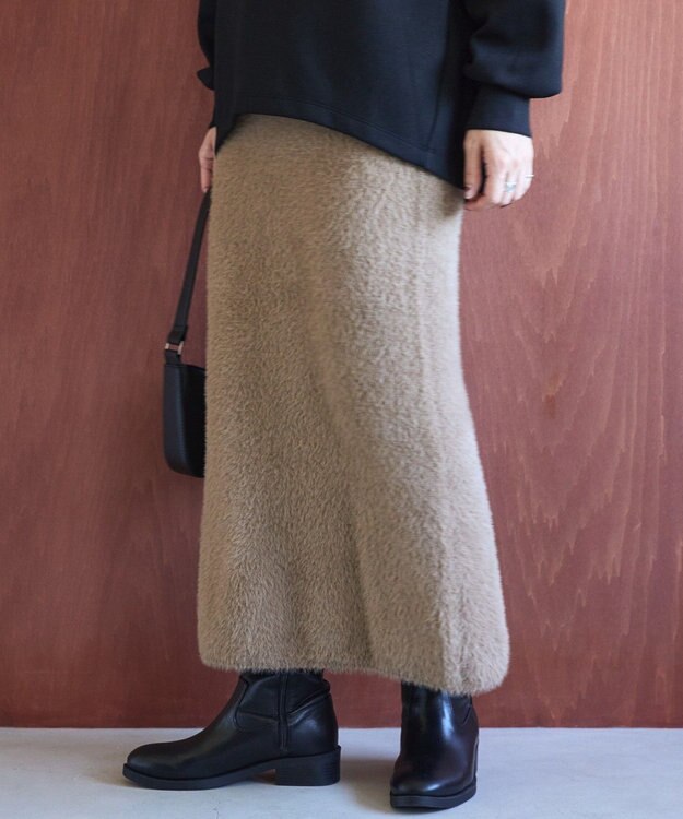 AMERICAN HOLIC シャギーニットナロースカート Brown