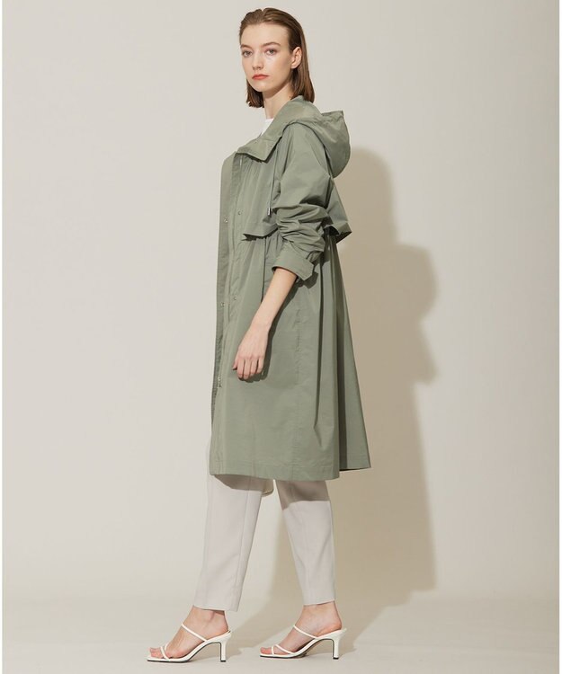 ICB 【撥水加工】 メモリーストレッチタフタ フーデットコート モスグリーン系