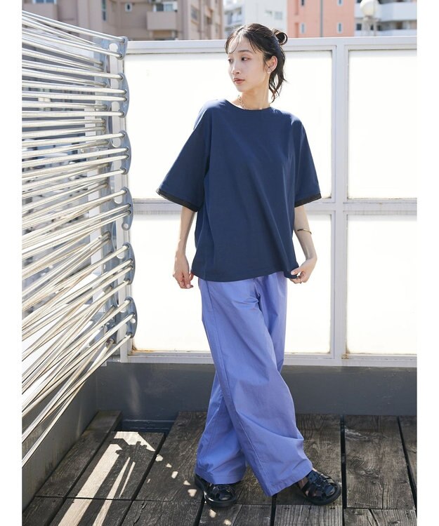 CRAFT STANDARD BOUTIQUE 【ＵＶカット】布帛切り替えプルオーバー Navy