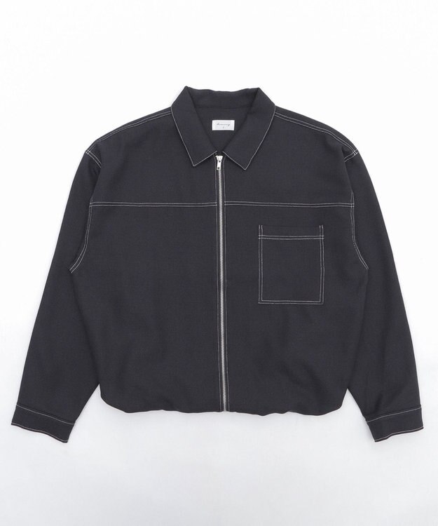 WEGO 【ユニセックス着用ITEM/MLサイズ展開】カラーステッチシャツジャケット ブラック