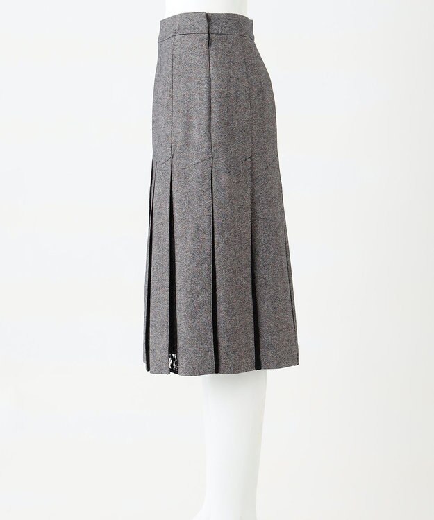 23区 【R(アール)】マットツイード プリーツスカート ブラック系