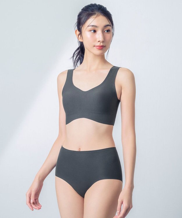 Wing ノンワイヤーブラ 【綿の贅沢】 綿混素材 ラクなのにきれい ハーフトップ KB1031 ウイング／ワコール グレイッシュブルー