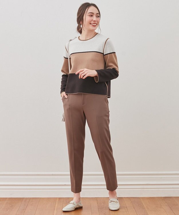 自由区 【吸湿発熱・Sサイズ有】ソフトウォーム テーパードパンツ カーキ系