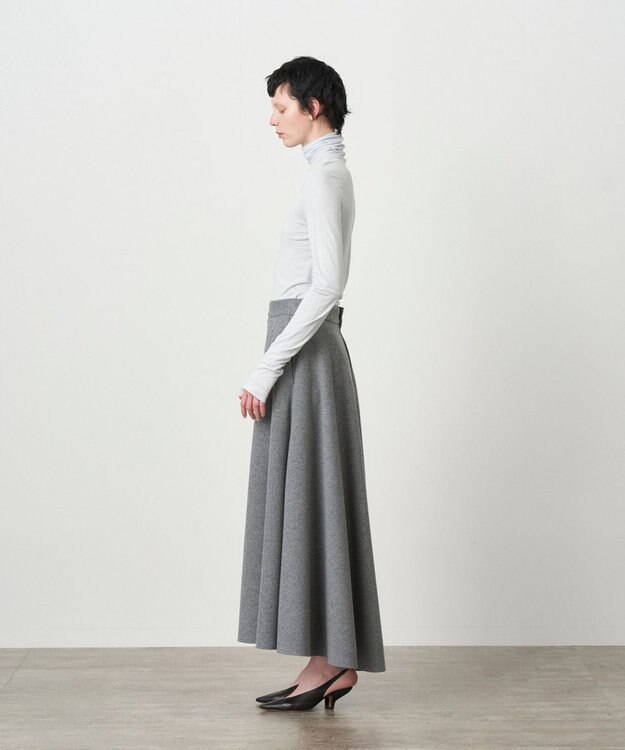 ATON ROYAL FLEECE | フレアスカート TOP GRAY