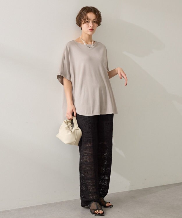 AMERICAN HOLIC 【接触冷感】スムースニュアンスロングプルオーバー Gray Beige