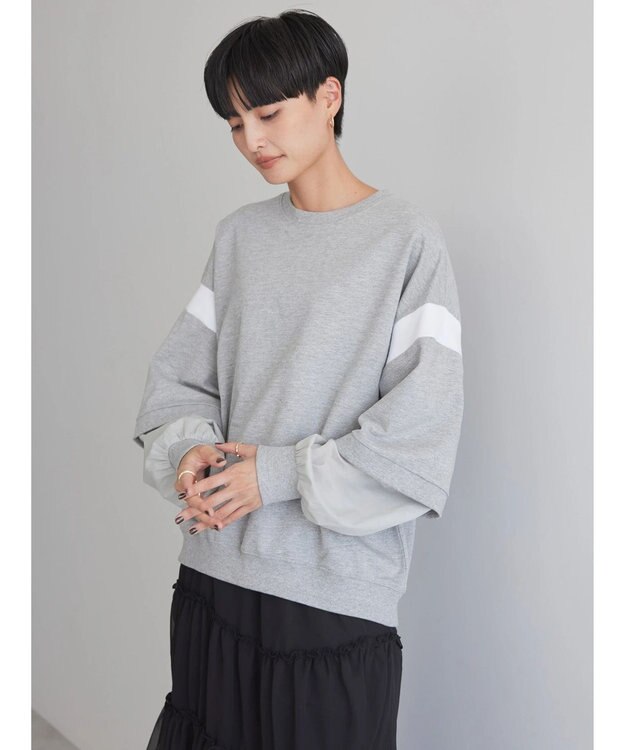 AMERICAN HOLIC 袖異素材ミニ裏毛プルオーバー Light Gray Mixture