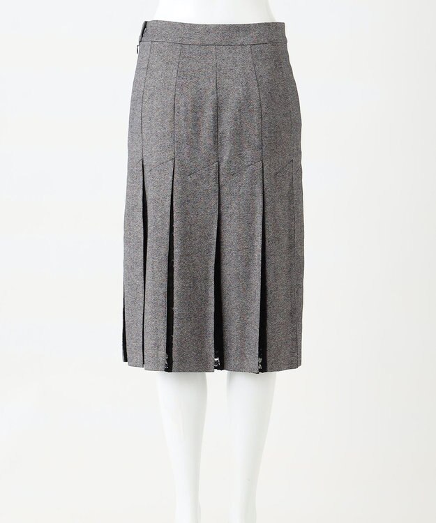 23区 【R(アール)】マットツイード プリーツスカート ブラック系