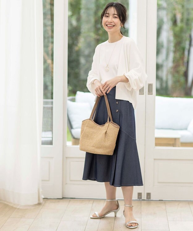 ANY SIS L 【洗える】ライトデニムライクシャンブレー スカート シャンブレー