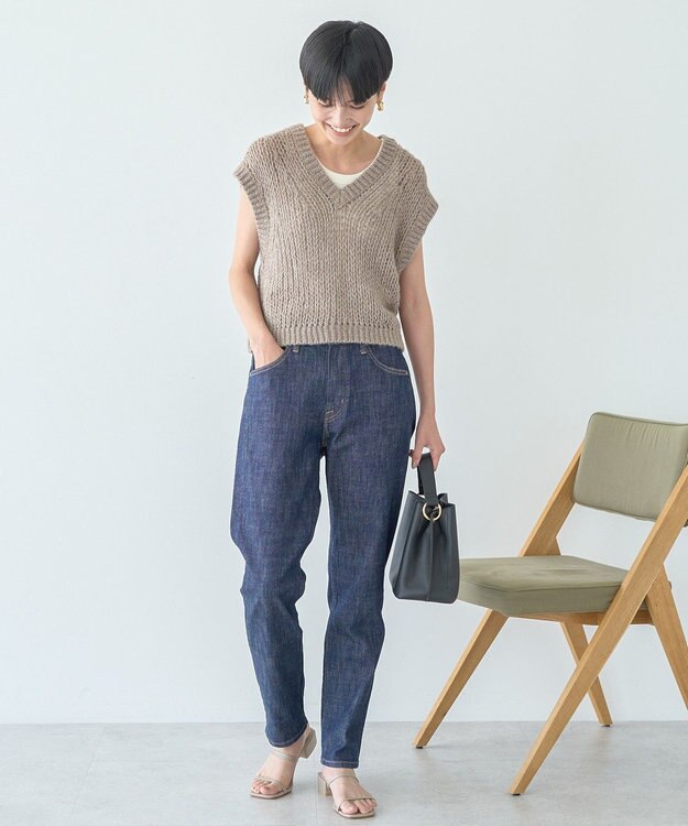 AMERICAN HOLIC 【選べる丈】甘編みニットベスト Gray Beige