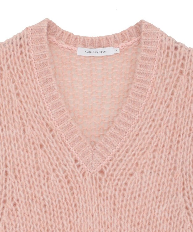 AMERICAN HOLIC 【選べる丈】甘編みニットベスト Salmon Pink