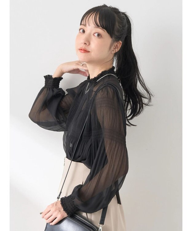 earth music&ecology マジョリカプリーツシアープルオーバー Black