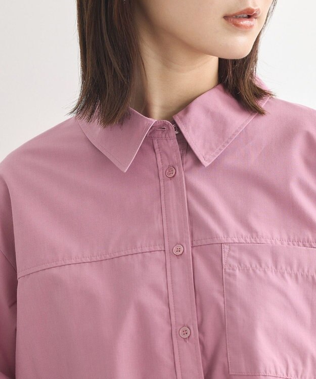 earth music&ecology ロールアップスリーブボクシーシャツ Purple