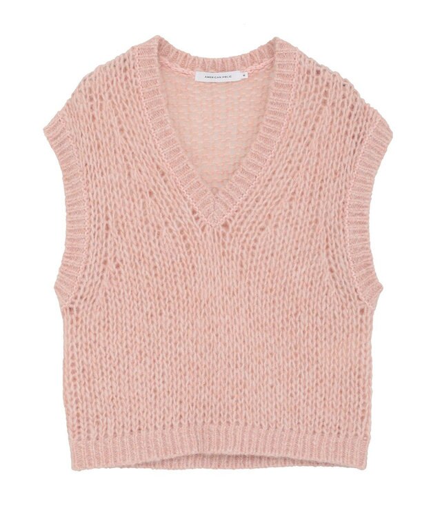 AMERICAN HOLIC 【選べる丈】甘編みニットベスト Salmon Pink