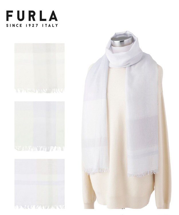 MOONBAT FURLA(フルラ) レーヨンラメブロックチェックストール／40×170cm ラベンダー