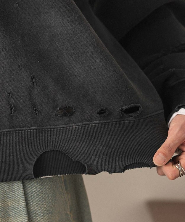 WEGO ショートダメージプルオーバー ブラックその他