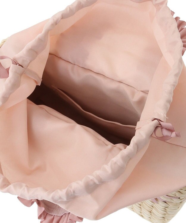 Maison de FLEUR フリルハンドルメイズリボンカゴバッグ Pink Beige