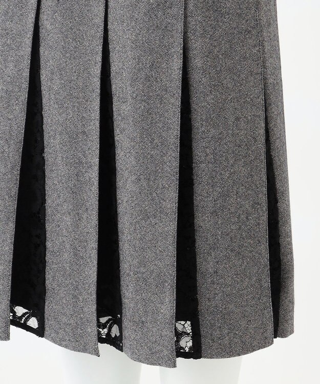 23区 【R(アール)】マットツイード プリーツスカート ブラック系