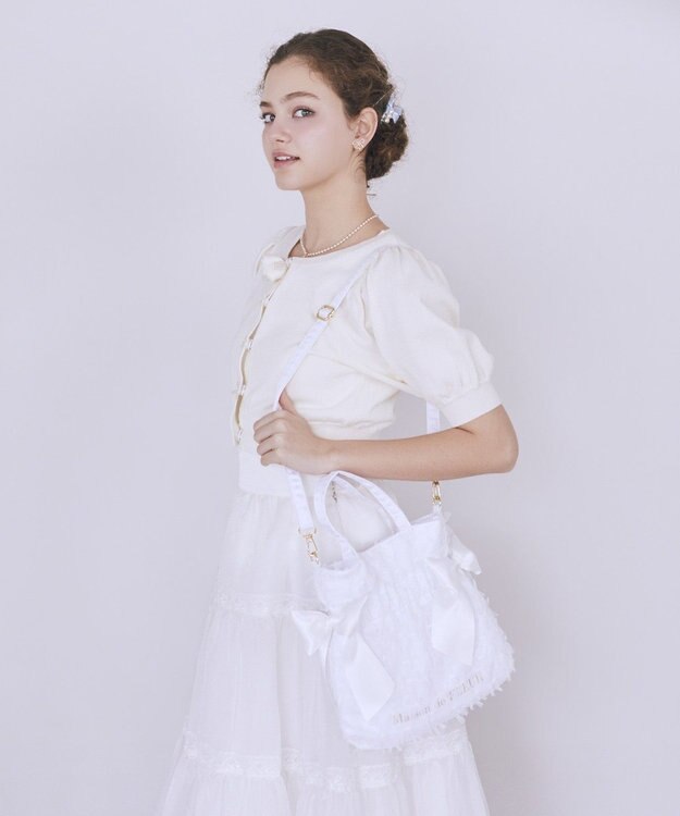 Maison de FLEUR レースダブルリボン２Ｗａｙトートバッグ Off White