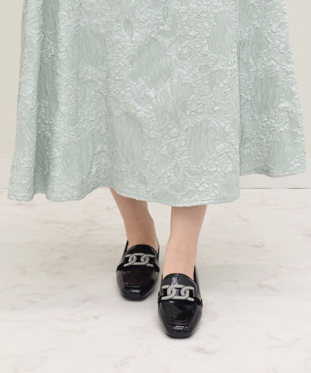 Bridget Birkin 【Bridget Birkin】パールヒールビジューバックルローファー ブラックエナメル