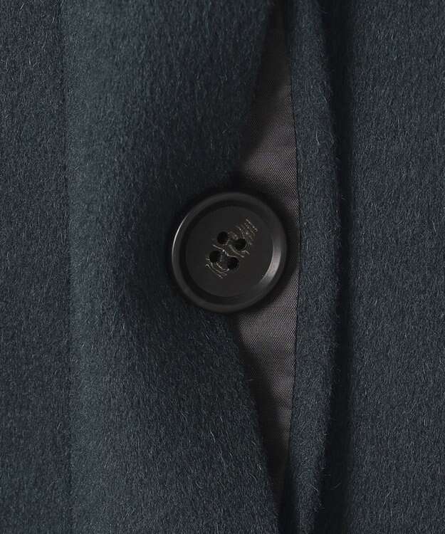 23区 ウールカシミヤビーバー ノーカラー コート ダークグリーン系