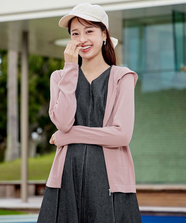 Tiaclasse L 【小倉優子さん着用】【洗える】サマーニットショートパーカー ピンク