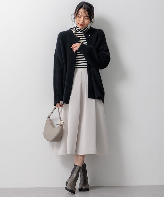 23区 【洗える】ネオプレーンジャージー タック スカート ベージュ系