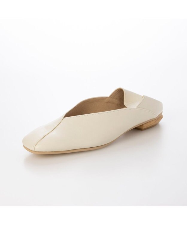 MODE ET JACOMO <carino>スクエアトゥフラットパンプス ホワイト