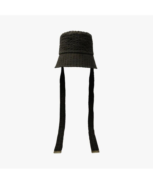 林八百吉商店 un chapeau　ひも付きチェックハット ブラック