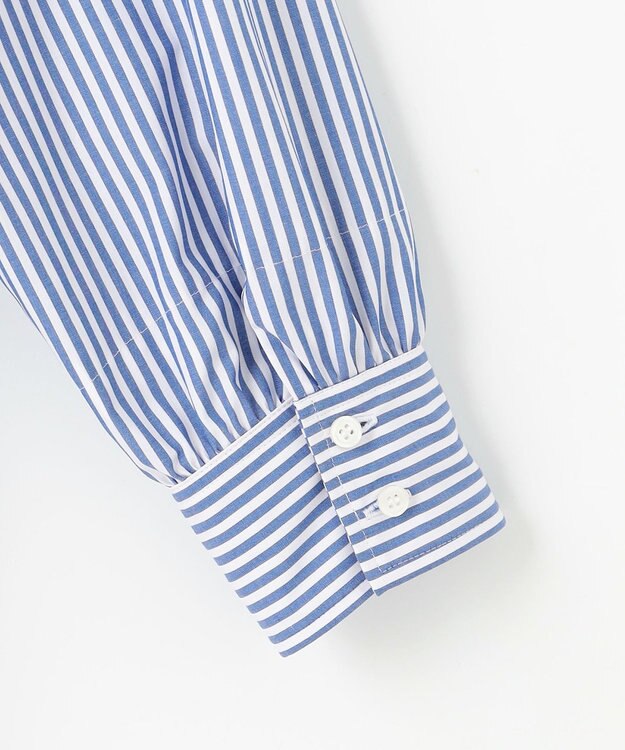 #Newans 【洗濯機可】ロールアップカフスシャツ ブルーストライプ