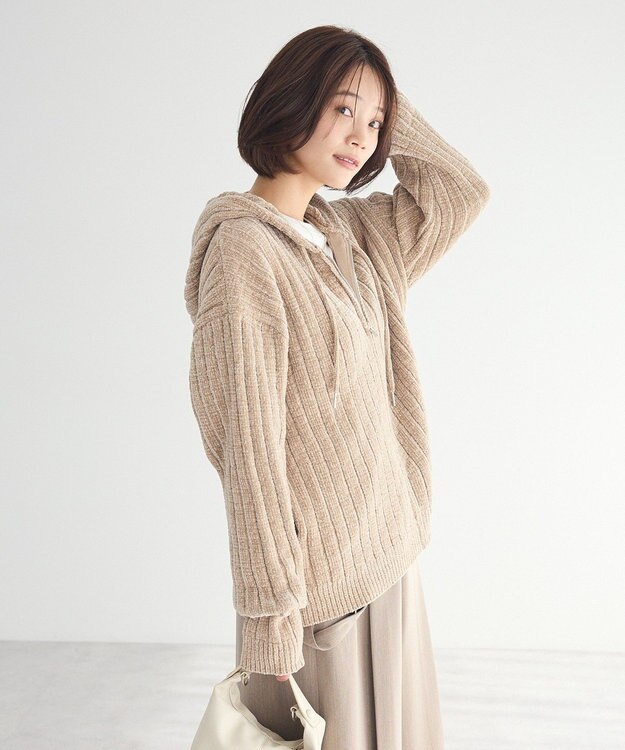 CRAFT STANDARD BOUTIQUE アニマル刺繍ニットZIPパーカー Ivory