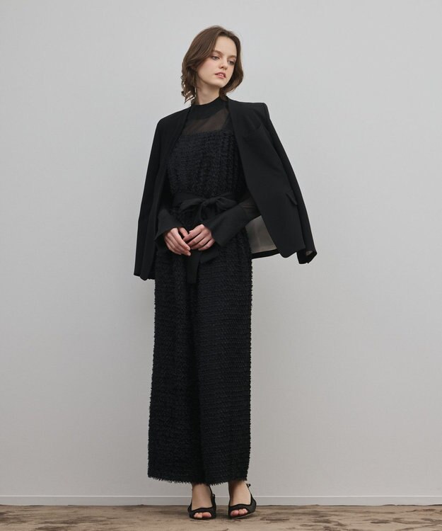 GRACE CONTINENTAL カットジャガードサロペット ブラック