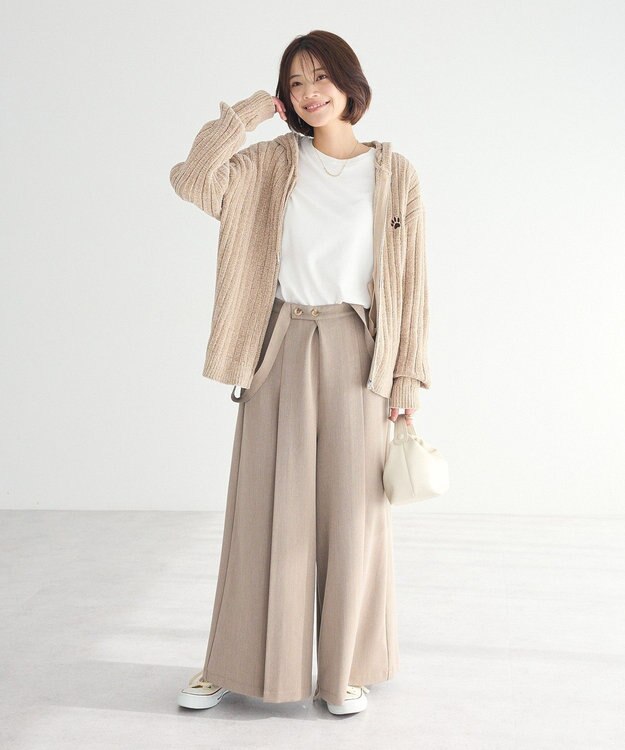 CRAFT STANDARD BOUTIQUE アニマル刺繍ニットZIPパーカー Ivory