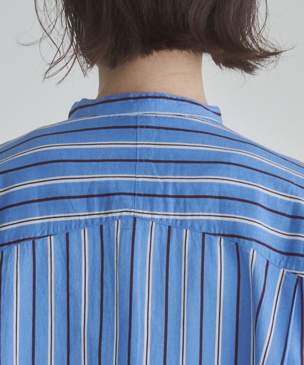 WEGO 着丈が選べる オーバーサイズ バンドカラー シャツ / ストライプ / 無地 柄3