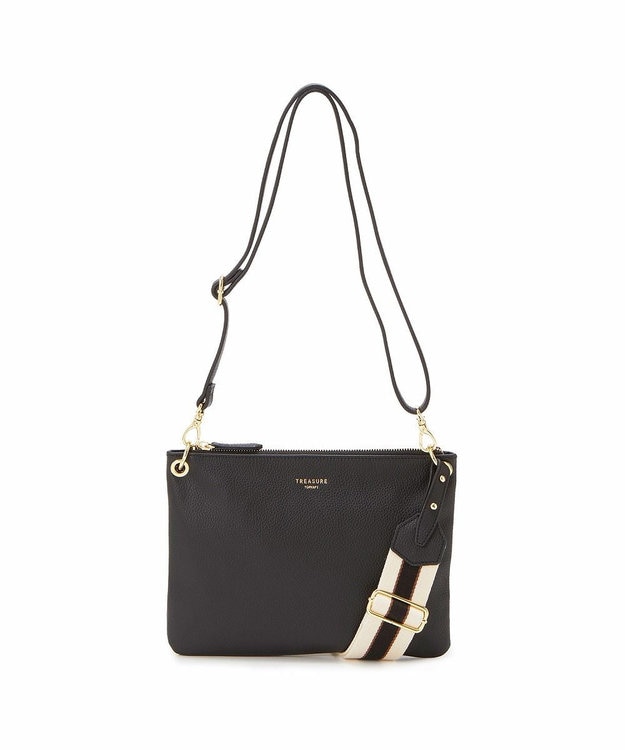 TOPKAPI 【TREASURE TOPKAPI】ストライプベルト・レザー2wayショルダーバッグ ブラック