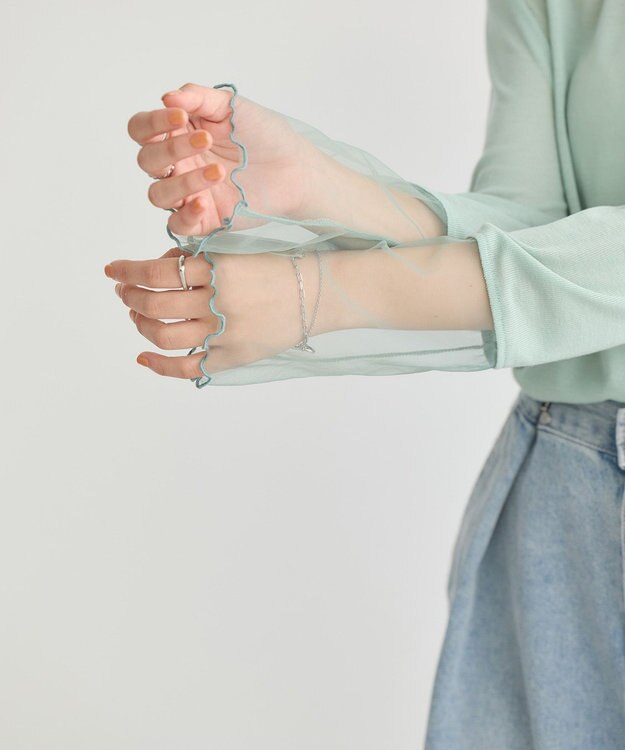 earth music&ecology シアースリーブプルオーバー Light Green