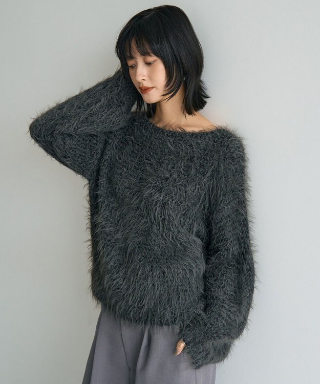 YECCA VECCA フェザーMIXロービングニット Charcoal Gray