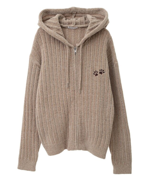 CRAFT STANDARD BOUTIQUE アニマル刺繍ニットZIPパーカー Ivory