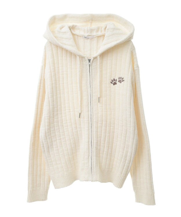 CRAFT STANDARD BOUTIQUE アニマル刺繍ニットZIPパーカー Ivory
