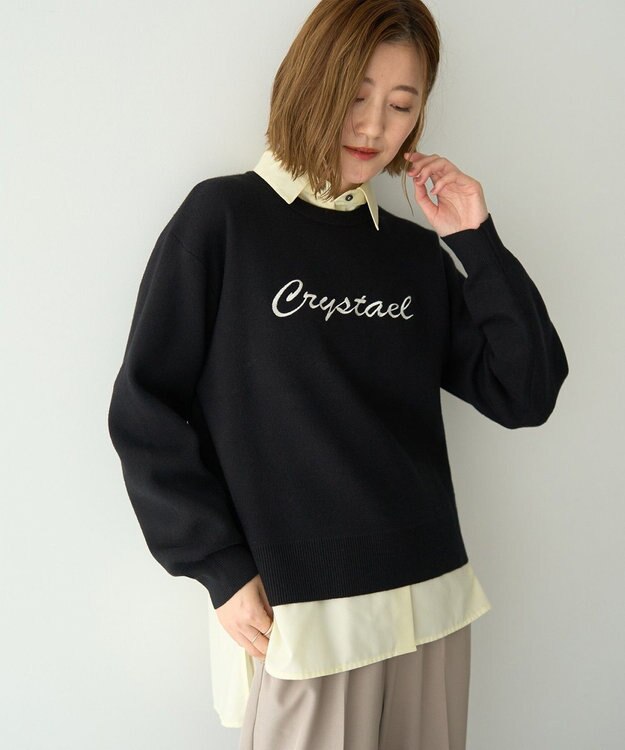 YECCA VECCA 刺繍ロゴニット Black