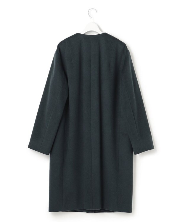 23区 ウールカシミヤビーバー ノーカラー コート ダークグリーン系