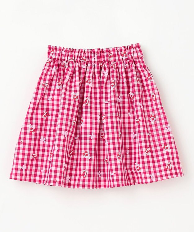 ANY KIDS ギンガム 発泡プリント スカート 赤系チェック