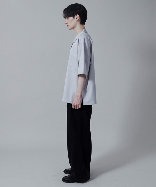 WEGO 【速乾/シワになりにくい】ドライポリオープンカラーシャツ(S) ライトグレー