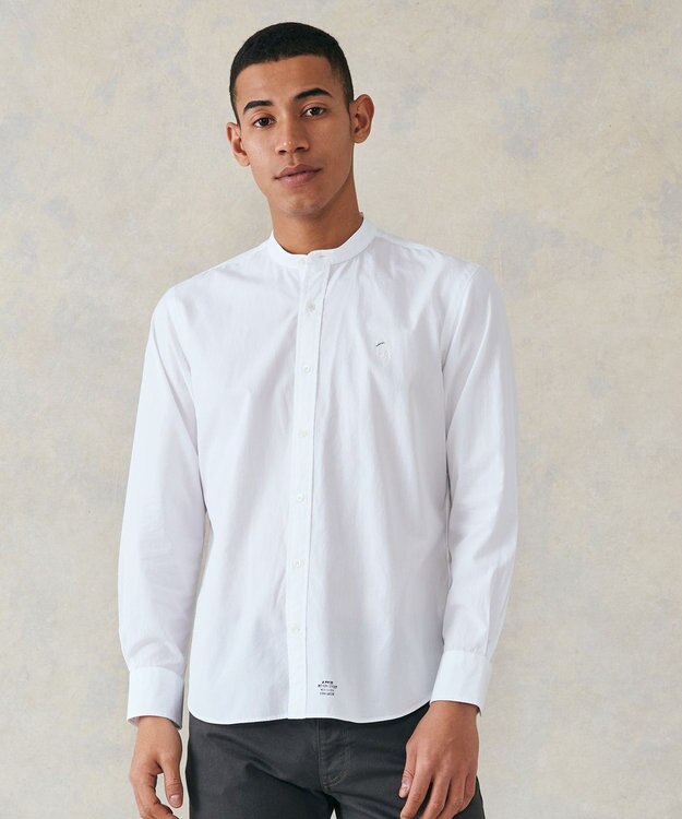 J.PRESS MEN 【WEB限定】ピンオックスバンドカラーバックブル シャツ ホワイト系